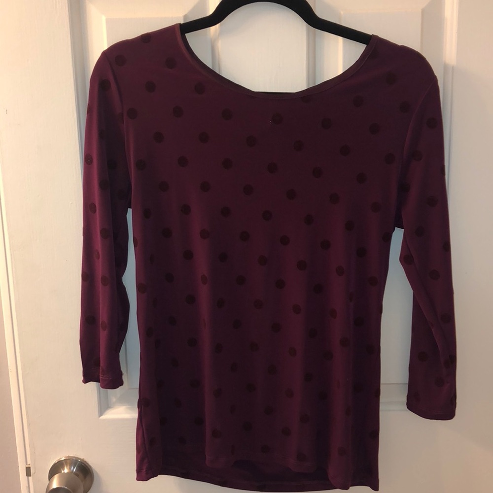 Purple Polka Dot 3/4 Sleeve Ann Taylor Top